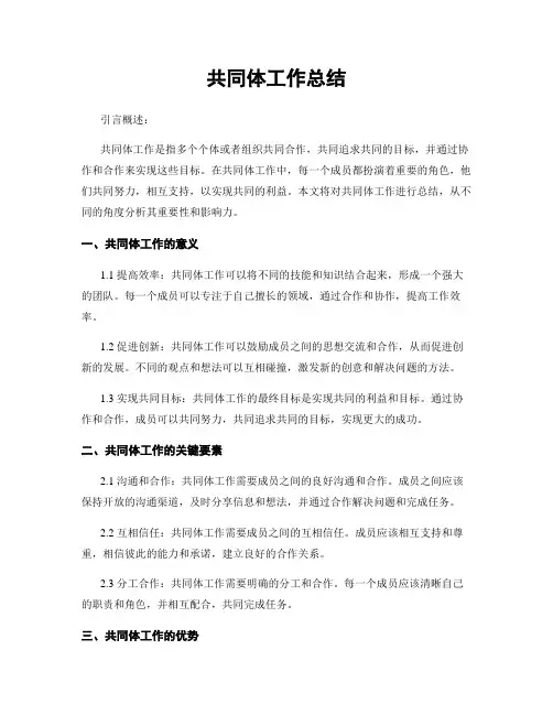 共同体工作总结