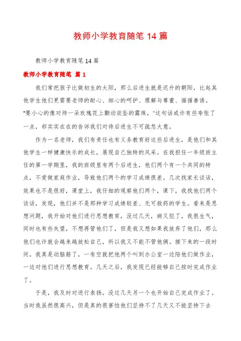 教师小学教育随笔14篇