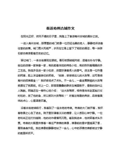 春游寿州古城作文
