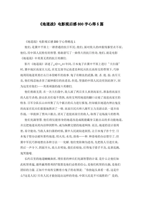 《地道战》电影观后感800字心得5篇