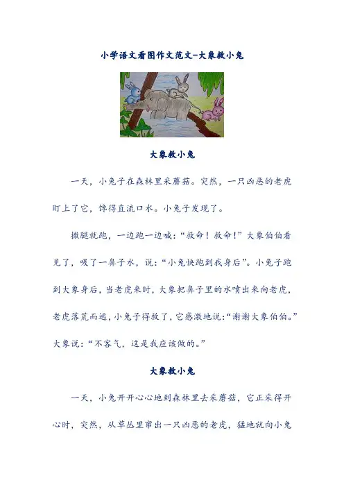 小学语文看图作文范文-大象救小兔