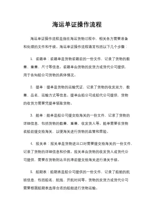 海运单证操作流程
