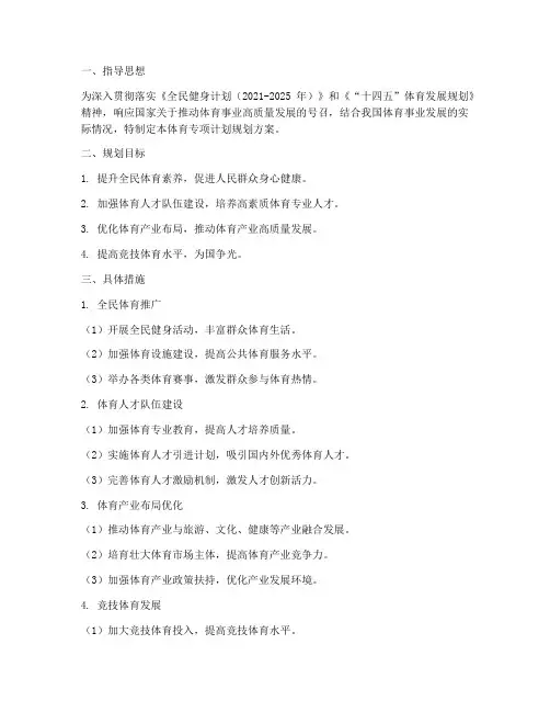 体育专项计划规划方案