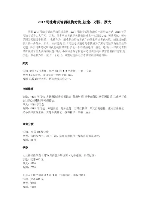 2017司法考试培训机构对比_法途、万国、厚大
