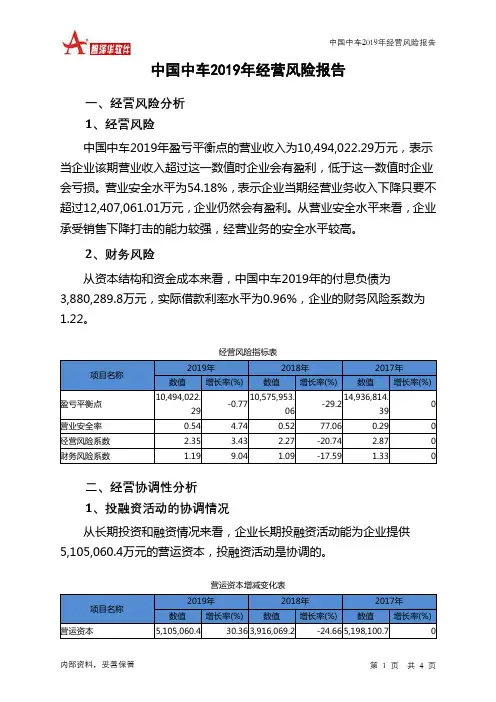 中国中车2019年经营风险报告