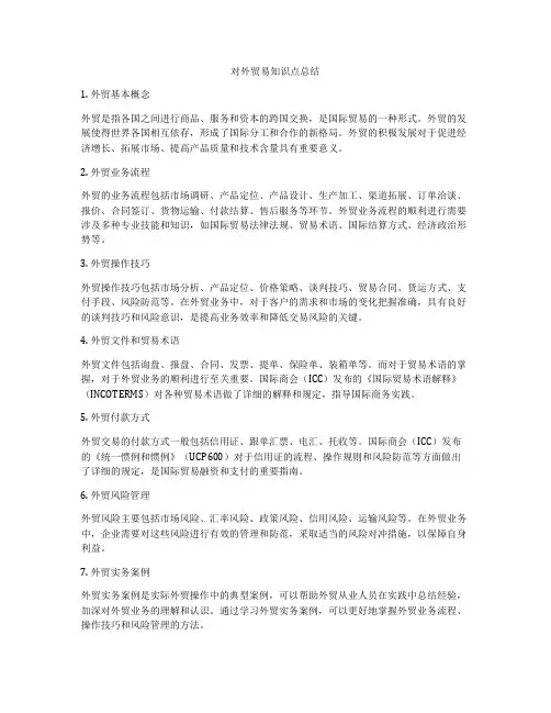 对外贸易知识点总结