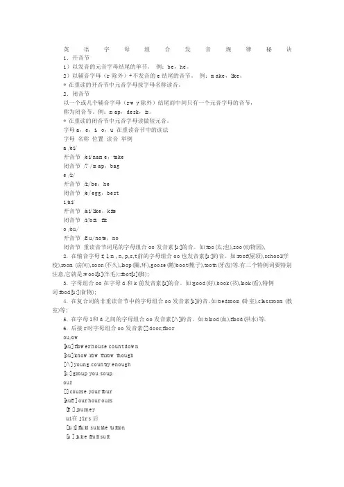 英语字母组合发音规律秘诀