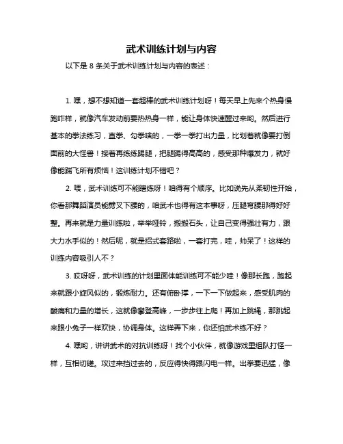 武术训练计划与内容