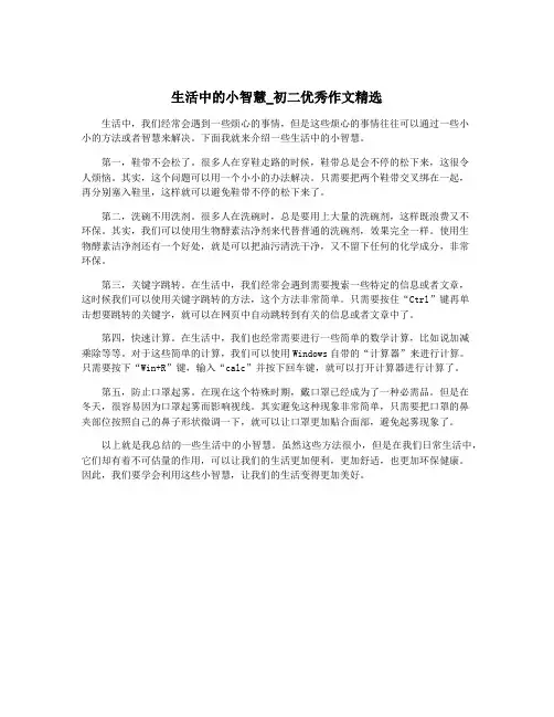 生活中的小智慧_初二优秀作文精选