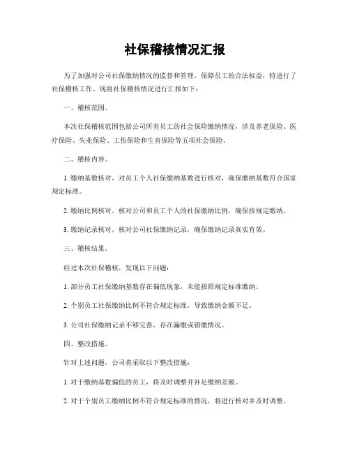 社保稽核情况汇报