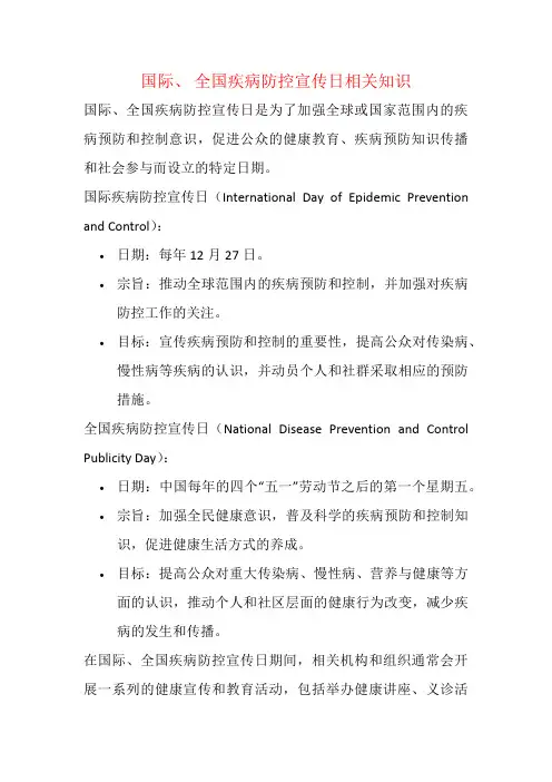 国际、 全国疾病防控宣传日相关知识