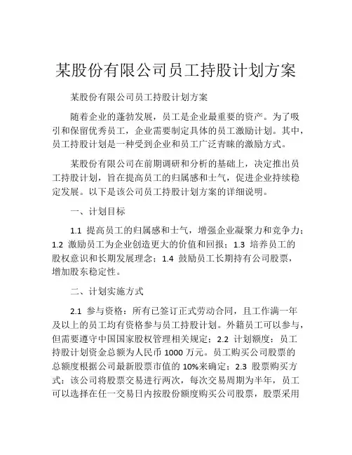 某股份有限公司员工持股计划方案
