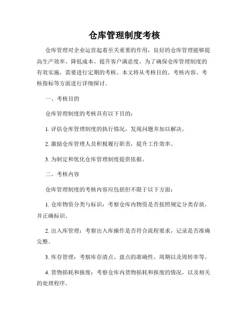 仓库管理制度考核