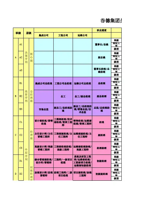GD集团员工通道和薪酬职级职等标准表 - 重要