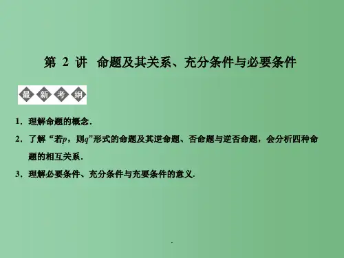 高考数学总复习 第1篇 集合与常用逻辑用语 第2讲 命题及其关系、充分条件与必要条件 (文) 北师大