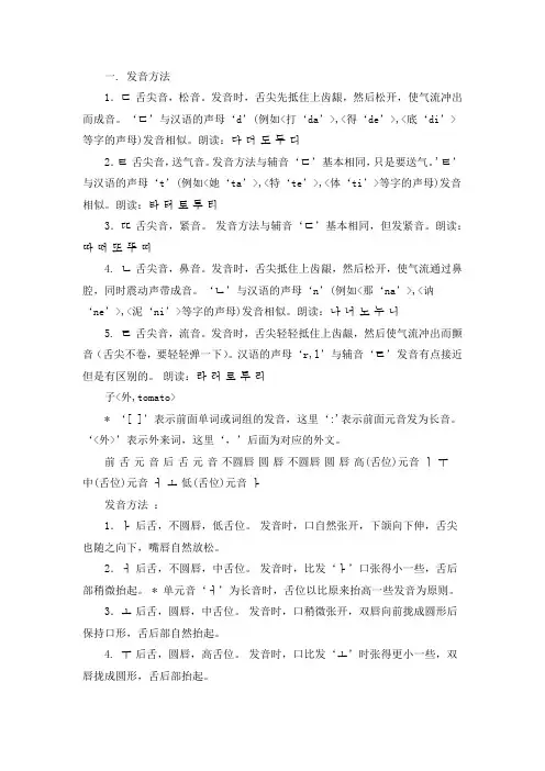 韩语发音