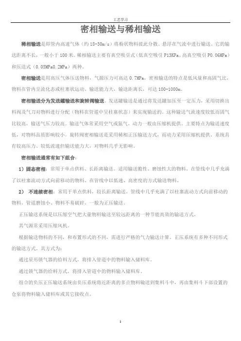 密相输送与稀相输送