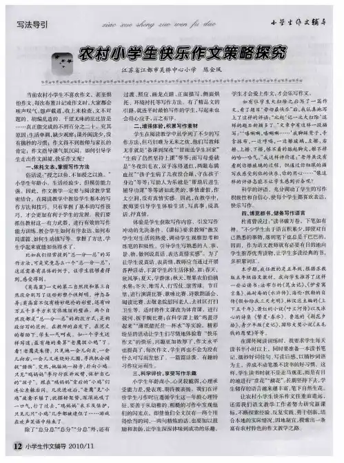 农村小学生快乐作文策略探究