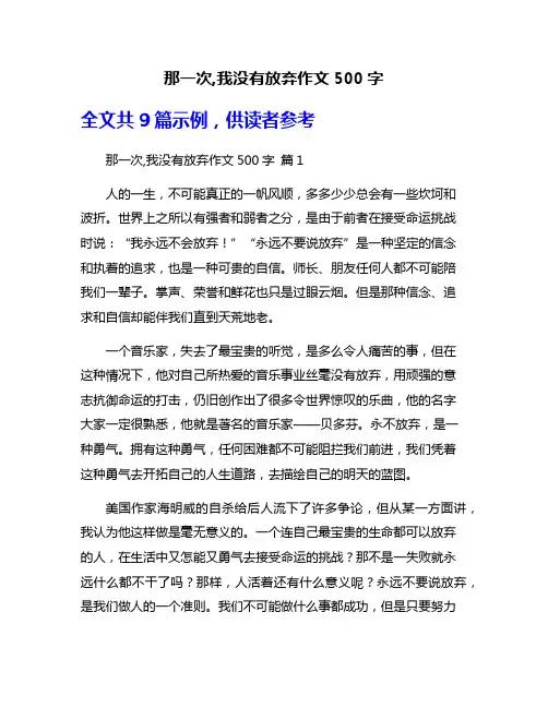 那一次,我没有放弃作文500字