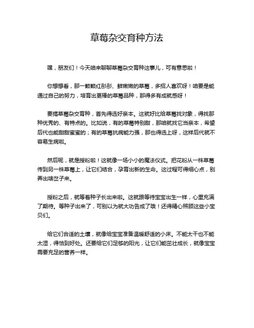 草莓杂交育种方法