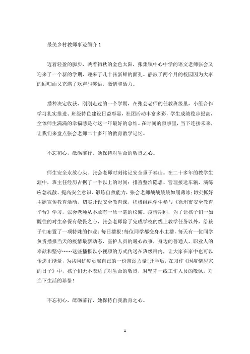 最美乡村教师事迹简介(精选)
