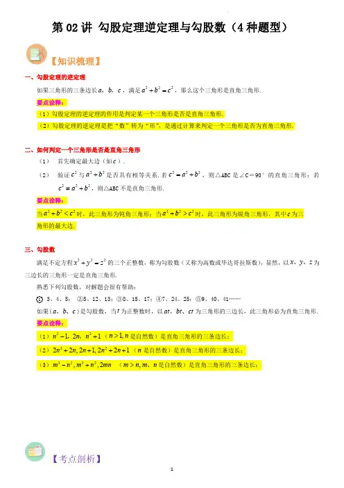 勾股定理逆定理与勾股数(4种题型)
