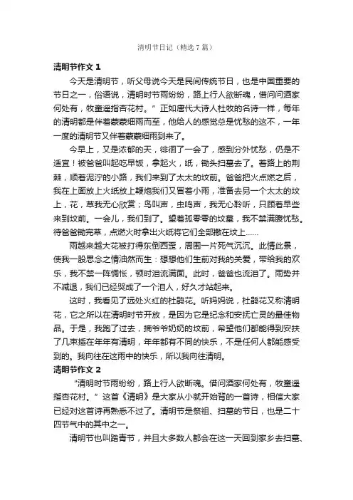 清明节日记（精选7篇）