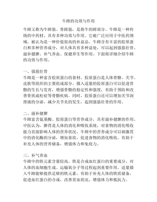 牛蹄的功效与作用