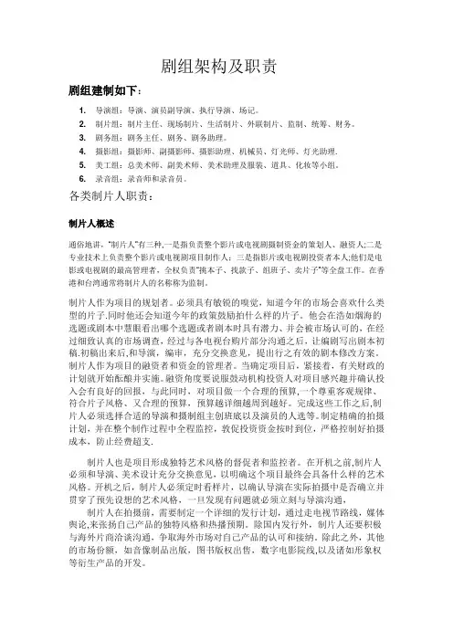 剧组架构及职责