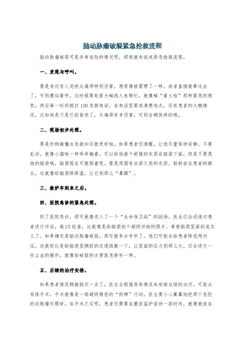 脑动脉瘤破裂紧急抢救流程
