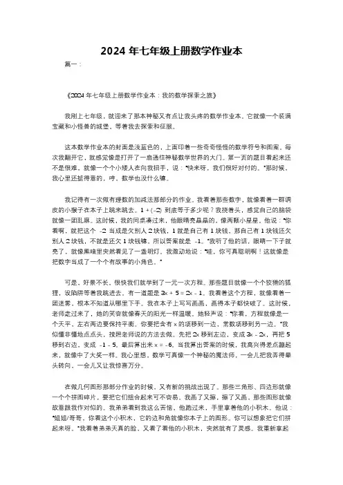 2024年七年级上册数学作业本