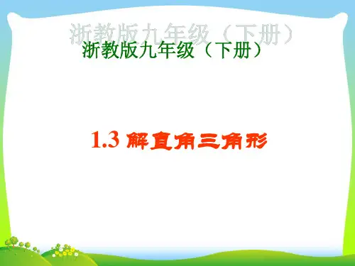 浙教版九年级数学下册第一章《 解直角三角形》公开课课件