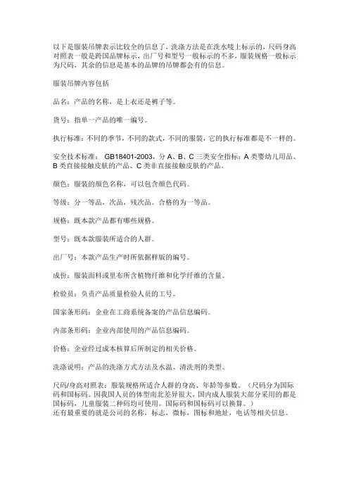 吊牌知识