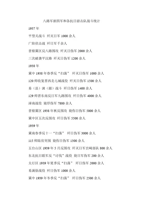 八路军新四军战斗统计