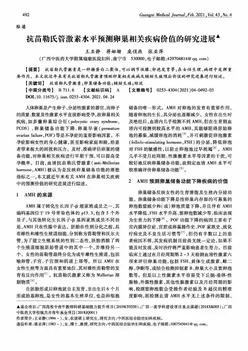 抗苗勒氏管激素水平预测卵巢相关疾病价值的研究进展