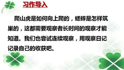 人教部编版 四年级上册语文课件《第三单元 习作 观察日记》 (共25张PPT)