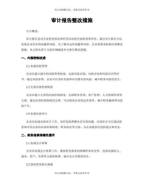 审计报告整改措施
