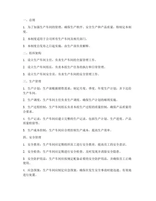 生产车间管理制度清单