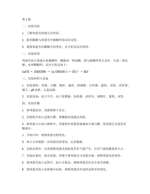 醋壁鸡蛋实验报告(3篇)