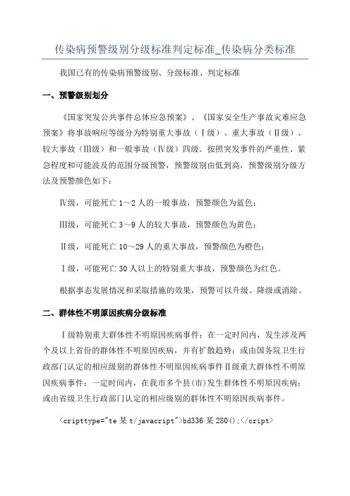 传染病预警级别分级标准判定标准_传染病分类标准