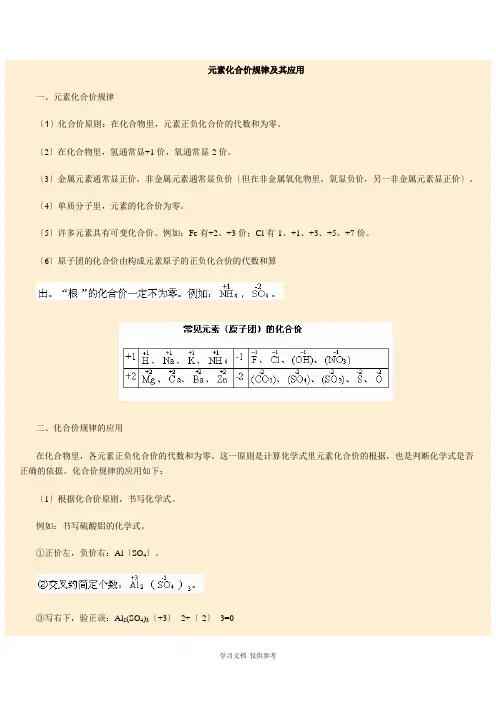 元素化合价规律及其应用