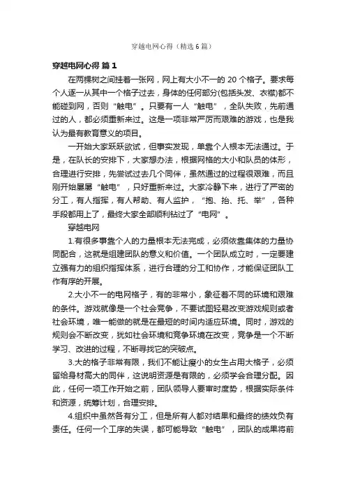 穿越电网心得（精选6篇）