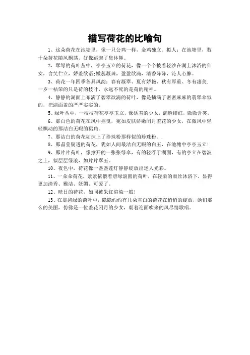 描写荷花的比喻句