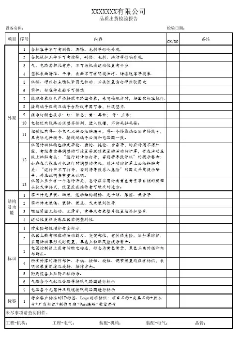 设备通用检验标准