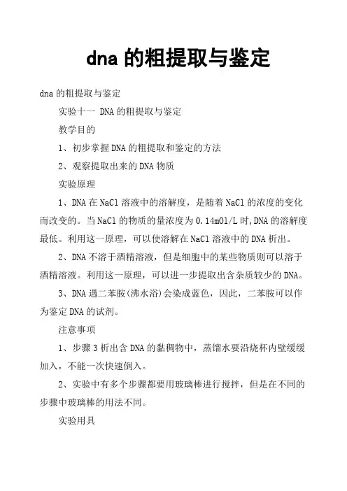 dna的粗提取与鉴定