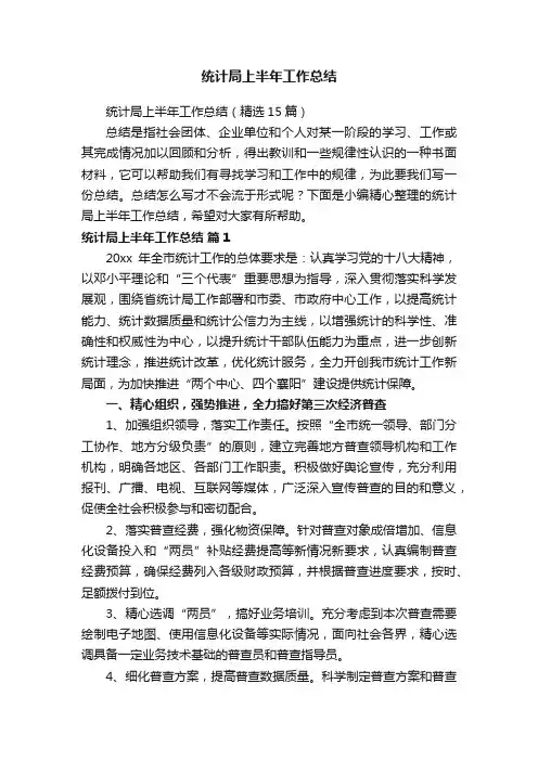 统计局上半年工作总结（精选15篇）