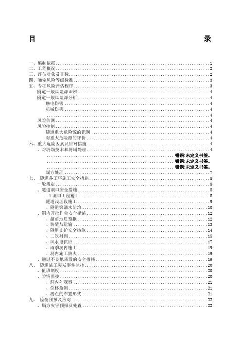 隧道安全风险评估报告