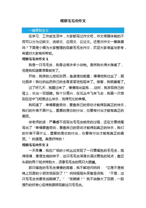 观察毛毛虫作文8篇