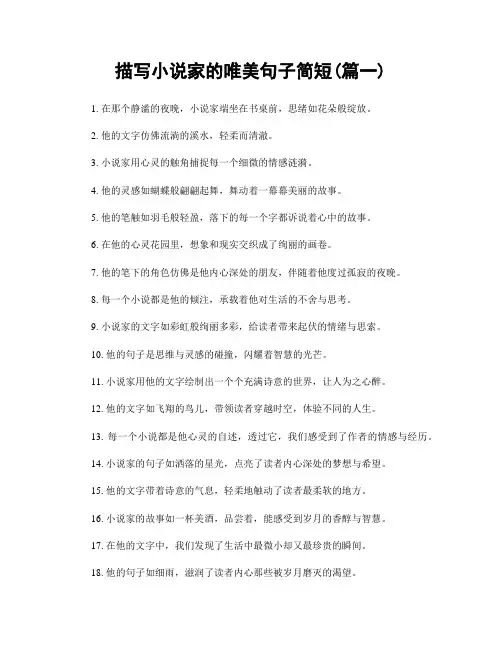 描写小说家的唯美句子简短(精选合集2篇)