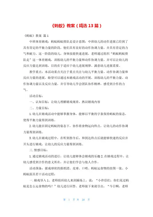 《蚂蚁》教案(精选13篇)